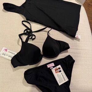 maxcleavage Gel-Filled 3-piece Black Bikini Set 34AA - new with tags